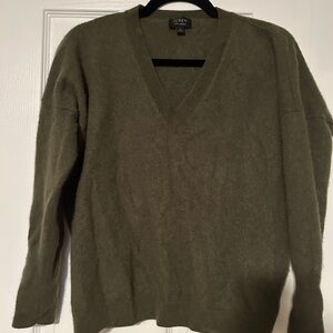 J. Crew Women’s V-Neck Cashmere Sweater in Olive Green